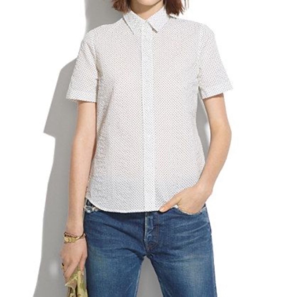 Madewell Button Down Top in Crinkle Dot S